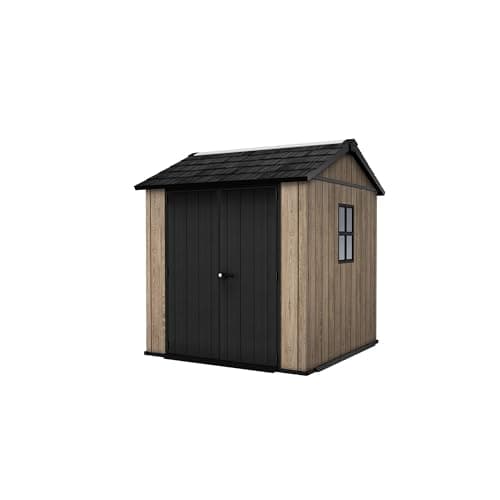 Image of Keter Signature Apex Shed 7x7.5ft – Ashwood Brown | 303.7 cu.ft Outdoor Storage | Wood-Effect Resin | Weatherproof, Ventilated & Raised Floor | Compact Garden Shed for Tools, Bikes & More