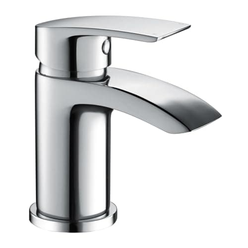 Image of Hapilife Basin Taps Mixers Waterfall Bathroom Sink Mixer Tap Mono Chrome Brass Monoblock Small Cloakroom Faucet with G1/2’’ Hoses Single Lever Modern