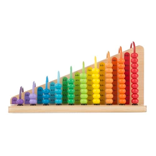 Image of Melissa & Doug Add & Subtract Abacus – 55 Colorful Beads with Double-Sided Wooden Boards – Early Learning Toy for Kids Age 3 Plus