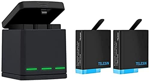Image of TELESIN Triple Charger Battery Storage Box Suit, 3-Channel Battery Charger Charging Box with 2 Rechargeable Lithium-ion Batteries Replacement Battery Pack for GoPro Hero 8 Hero 7 Hero 6 Hero 5 Black