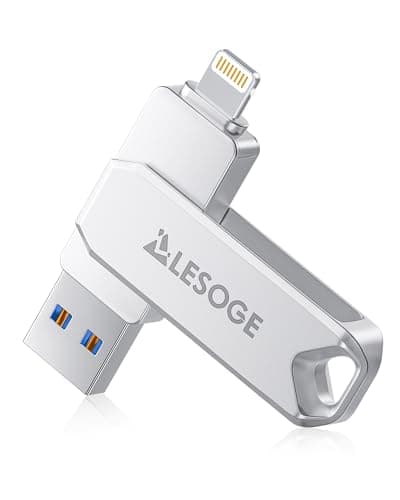 Image of LESOGE 128GB USB 3.0 Flash Drive for iPhone, iPad, Android & PC/Mac - MFi Certified, Touch ID/Passcode Encrypted, One-Click Backup