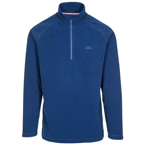 Image of Trespass Mens Fleece Pullover Keynote - Contrast Trims, 1/2 Neck Zip, Brushed Back, Knitted, 100% Polyester Dark Navy