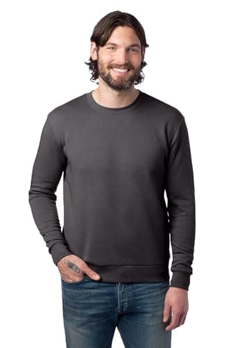 Image of Alternative Men's Sweatshirt, Eco-Cozy Pullover Lightweight Fleece Crewneck, Dark Heather Grey, XL