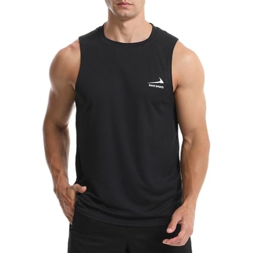 Image of Men's Sleeveless Tank Top Running Gym Quick-Drying Vest Sports T-Shirt Black L