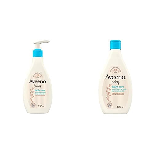 Image of AVEENO Baby Daily Care Moisturising Lotion 250 ml & AVEENO Baby Daily Care Gentle Bath & Wash 400 ml (Pack of 1), Packaging may vary