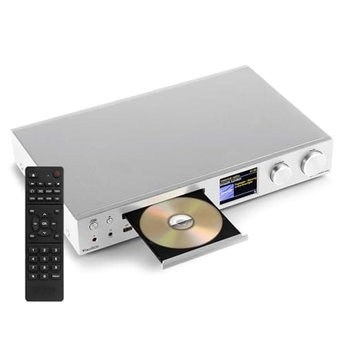 Image of Audizio Bolzano Internet Radio Receiver with CD Player, WiFi Amplifier, Bluetooth & WiFi Streaming, DAB+ & FM Tuner, USB MP3, Optical & Coax Output – Aluminium Home Audio System