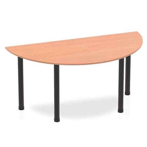 Image of OPO Impulse Freestanding 1600mm Semi-Circle Table Attractive Post Legs | Sturdy Build Weather & Heat Resistant Melamine Finish Table Beech Black 1600