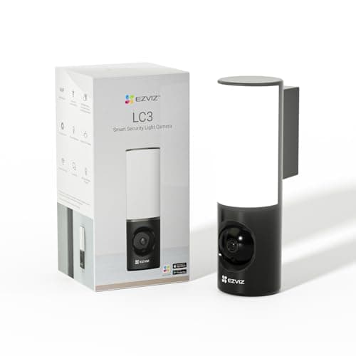 Image of EZVIZ 2.5K Floodlight Camera Hardwired, Outdoor Security Camera, No Monthly Fee, 32GB Built-in Storage, Human Detection, 700-Lumen Colour Night Vision, 2.4G Wi-Fi Home CCTV System, Alexa/Google (LC3)