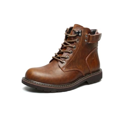 Image of MGGMOKAY Men's Leather boots lace up Classic Chukka Boots For Men Fashion Motorcycle Boots Waterproof Shoes,Brown,10