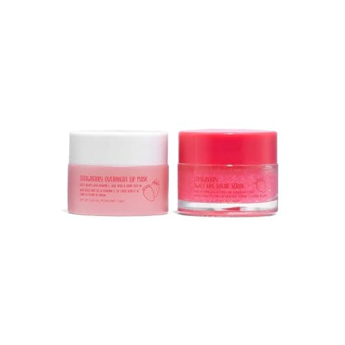 Image of W7 Sweet Dreams Lip Scrub & Overnight Lip Mask Duo - 2 Piece Gift Set - Strawberry Flavour - Exfoliate, Condition, Soothe & Hydrate