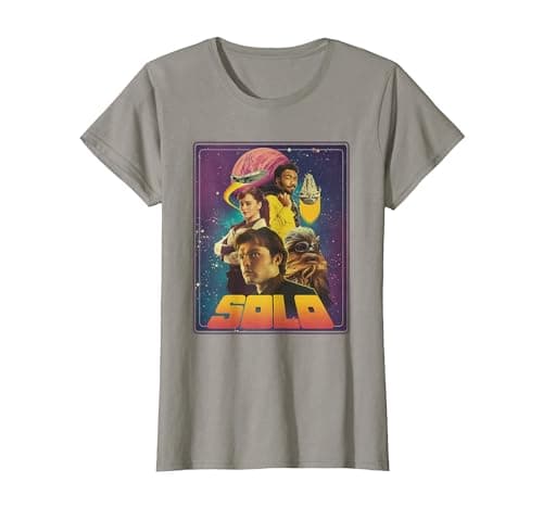 Image of Star Wars Han Solo Movie Four Heroes Poster T-Shirt, Women, Slate Grey, X-Small