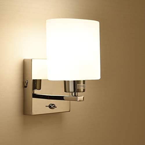 Image of HARPER LIVING Wall Light 1xE14 Modern Wall Sconce with ON/Off Toggle Switch, Polished Chrome Finish Indoor Reading Light, Oval Shade Class 2 Double Insulated Wall Lamp for Bedroom Living Room Hallway
