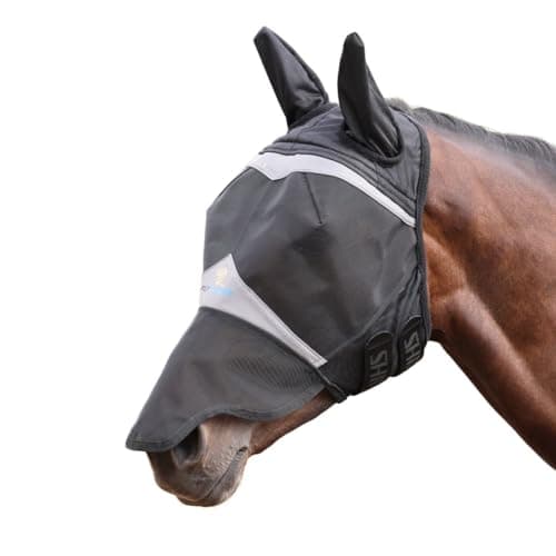 Image of Shires Fine Mesh Fly Mask With Ears & Nose - Jet Black
