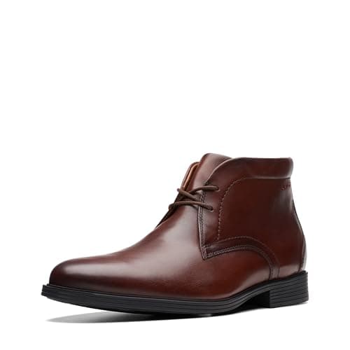 Image of Clarks Men's Whiddon Mid Chukka Boot, Mahogany Leather, 8