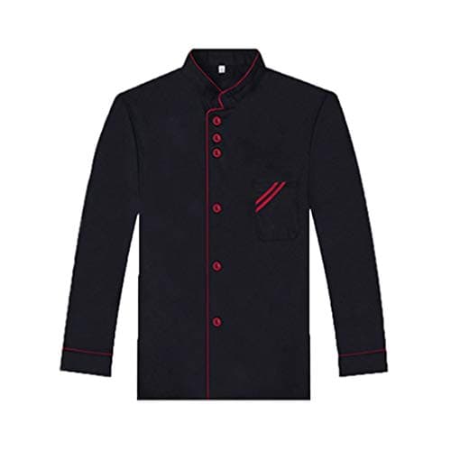 Image of DOITOOL Long Sleeve Chef Jacket Unisex Black Kitchen Work Shirt for Restaurant Bakery Hotel Staff Size Xl Oil Proof Breathable Catering Uniform