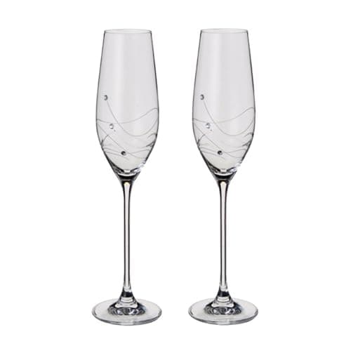 Image of Dartington Crystal Glitz Champagne Flute, Set of 2 | Embellished with Crystals | Gift for All Occasions