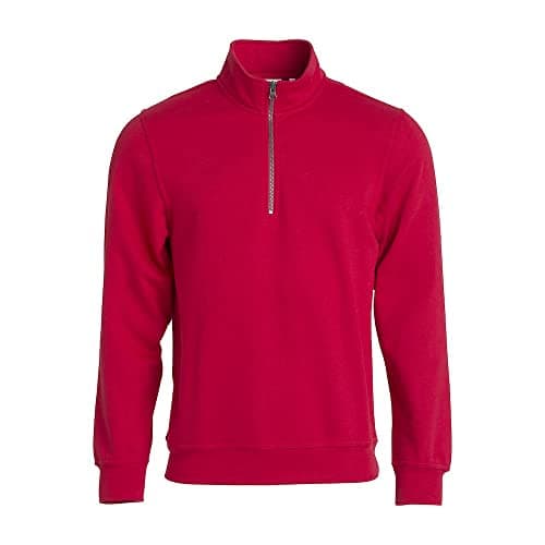Image of CliQue Unisex Basic Half Zip Sweatshirt - Red, L - Polyester Cotton, Anti-Pilling, Anti-Static, Oeko-Tex Certified