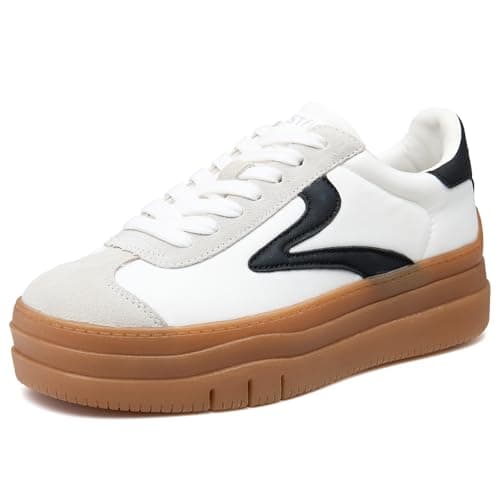 Image of Cestfini Platform Trainers for Women Chunky Fashion Sneakers Casual Walking Shoes HDYDX01W-RT-UK-WHITE-8