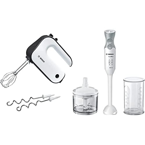 Image of Bosch CleverMixx Styline MFQ4020GB Hand Mixer 450 W - White & Black & ErgoMixx MSM66020GB Hand Blender 600W - White