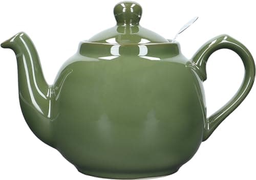 Image of London Pottery Farmhouse Loose Leaf Teapot with Infuser, Ceramic, Green, 4 Cup (1.2 Litre)