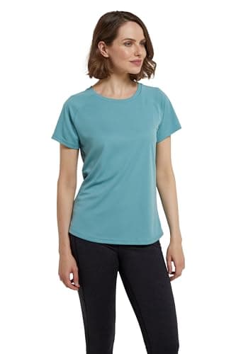 Image of Mountain Warehouse Endurance Womens T-Shirt - IsoCool Ladies Top, UV Protection UPF30+ Tee, Breathable & High Wicking - for Spring Summer, Running, Travelling Pale Green (Plain) Women's Size 12