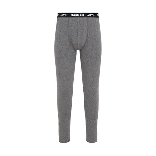 Image of Reebok Men's Johny Lounge Pants | Cotton Base Layer Bottoms for Men, Moisture Wicking & Comfortable Gym Pants |Charcoal Marl, L