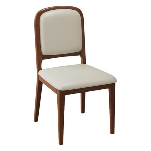 Image of Armless Kitchen Dining Chair with Soft Padded Back, Leather Accent Chair for Living Room, Desk Room Stool with Wood Legs, Brown & (1 Piece)