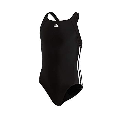 Image of Adidas Girls Essence Core 3-Stripes Swimsuit - Black/White, Size 152