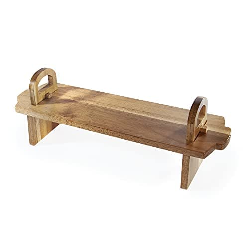 Image of Acacia Wood Raised Serving Platter 52 x 15 x 17 cm – Raised Cake Stand & Charcuterie Board for Cheese, Tapas & Buffets – Food Safe Oil Finish | M&W
