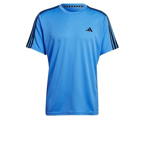 Image of adidas Men's Train Essentials 3-Stripes Training Tee, Blue Burst/Black, L