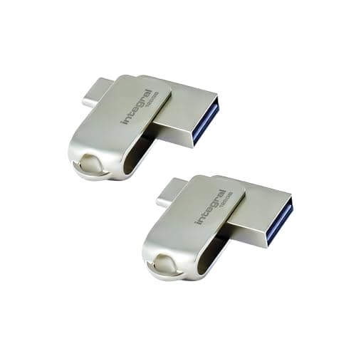 Image of Integral 2 Pack 128GB 360-Dual USB 3.2 Gen 1 Type C and Type A Flash Drive with Solid Metal Casing, Fast Transfer Speeds and Simply Plug and Play IPhone 15, 16 series, Macbook Pro/Air and Ipad Pro