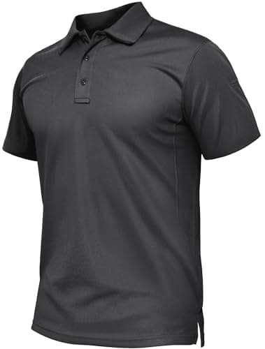 Image of TACVASEN Polo Shirts for Men Breathable Polo Golf Tops Casual Work Polo Shirts Quick Dry Fishing Polo Tee Shirt Dark Grey,XL