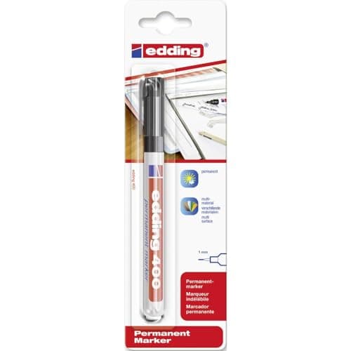 Image of edding 400 permanent marker - black - 1 pen - fine round tip 1 mm - waterproof, quick-drying, smear-proof pens - for cardboard, plastic, wood, metal, glass and fabric