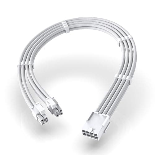 Image of EZDIY-FAB EPS 8-Pin Female to CPU 8-Pin (4+4) ATX 4 Pin Male Power Supply Adapter Extension Cable for Motherboard 11.8 inch (30 cm)-All White