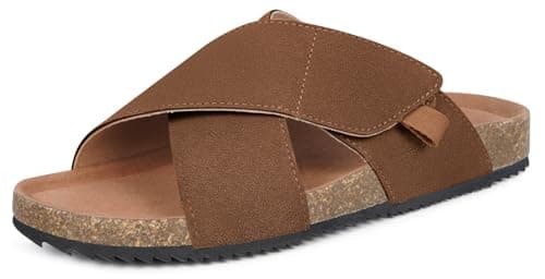 Image of Dokela Women‘s Suede Slide Sandals,Soft Cork Footbed,Arch Support,Brown,5 UK