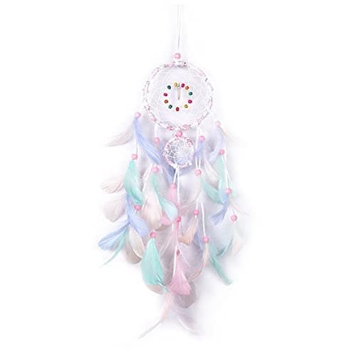 Image of FuninCrea Dream Catcher, Half Circle Moon Dream Catchers with Feathers Handmade Fairy Dreamcatcher Indian Style Hanging Wall Decor for Living Room, Bedroom, Dormitory (Colorful)
