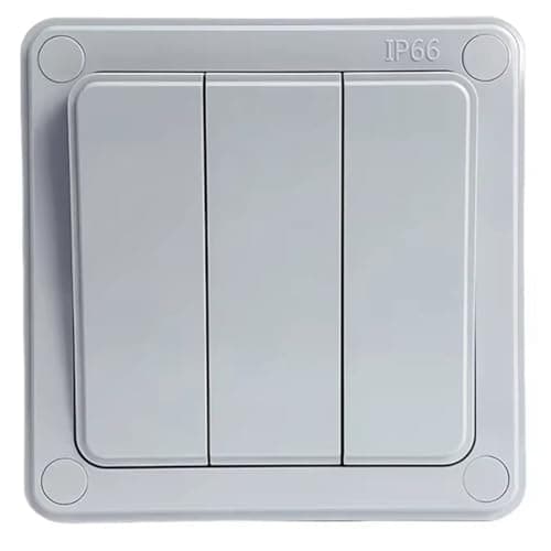 Image of Sknrlko IP66 Waterproof 2 Way Outdoor Wall Light Switch 3 Gang Push Button Power Switch 16A Dust-Proof for Home Garden