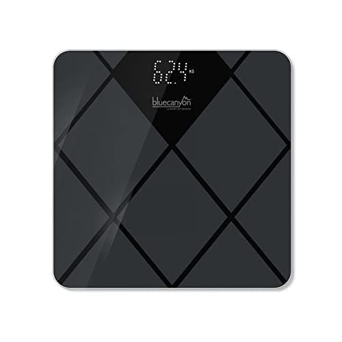 Image of Blue Canyon Diamond Digital Display Bathroom Scales| Measure Body, Luggage Weight| Maintain Fitness| kg/lb Unit Conversion| 150kg Max Capacity| High-Precision Sensors| Accurate Bathroom Scale (Black)