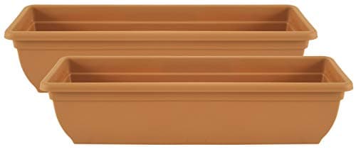 Image of Muddy Hands Pack of 2-60cm Long Terracotta Trough Plant Pot Plastic Planter Outdoor Garden Window Herb Flower Box