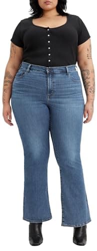 Image of Levi's Women's Plus Size 726 High Rise Flare Jeans, Blue Wave Mid Plus, 18 M