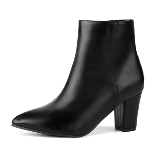 Image of Remxi Women's Ankle Boots Chunky High Heel Chelsea Boots Casual Smart Party Ladies Shoes Black UK 9