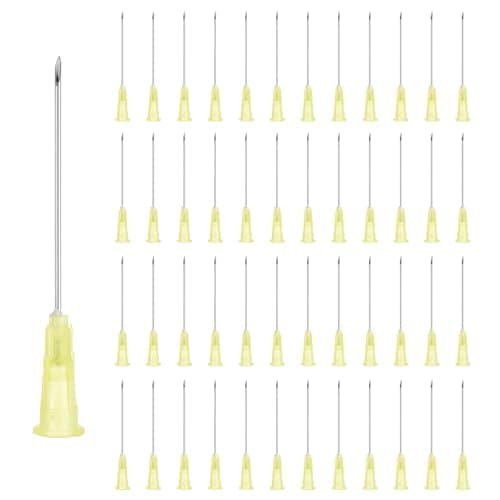 Image of sourcing map 50 Pcs Tip Dispensing Needle, 20 Gauge Stainless Steel Dispensing Tips with Luer Lock 2.17" Pointed End Dispenser Needle for Measuring, Refilling Inks, Yellow