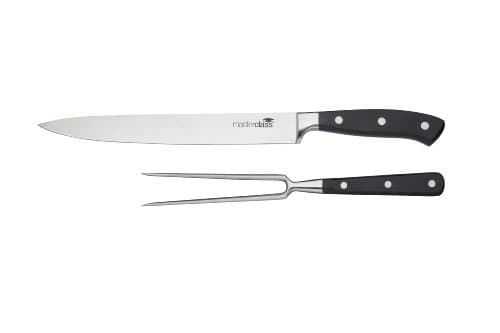 Image of MasterClass Stainless Steel Meat Carving Set (2 Pieces), Silver/Black