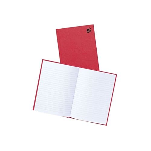 Image of 5 Star A5 Notebook Hardback Lined Manuscript Writing Book (5 Pack) Casebound 70gsm Ruled 160 Pages Red