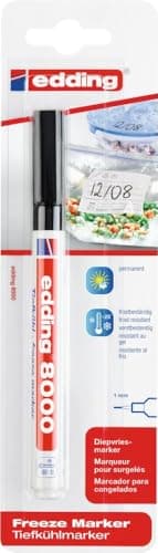 Image of edding 8000 freeze marker - black - 1 frost-resistant marker - round nib 1 mm - for labelling freezer bags and freezer containers - ideal for cold stores, laboratories, Tupperware, freezers.