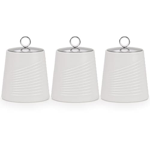 Image of EHC Tea Sugar Coffee Canisters Set, Kitchen Storage Jars with Lids Airtight, Containers Canisters Jars Set of 3, White