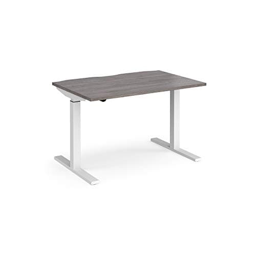 Image of Mr Office Elev8 Mono straight sit-stand desk 800mm deep - white frame, Grey oak, 1200