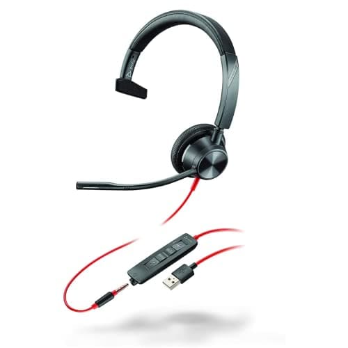 Image of Plantronics – Blackwire 3315 USB-A (Poly) – Wired, Single-Ear (Mono) Headset with Boom Mic – Connect to PC/Mac via USB-A or Mobile/Tablet via 3.5 mm Connector –Works w/ Teams (Certified), Zoom & more
