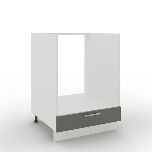 Image of JD Greta Adjustable Kitchen Base Unit - 600mm - Oven Base Cabinet with Drawer (No Worktop) - Grey Matt