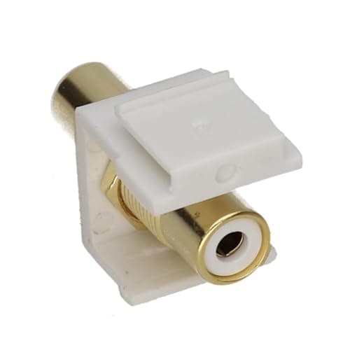 Image of Aura Keystone White Phono RCA Audio Coupler Panel Mount Insert White